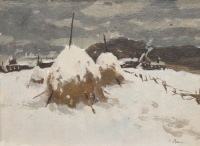 Н.Н.-Репин.-Стожки.-Картон-масло-17×24-1991