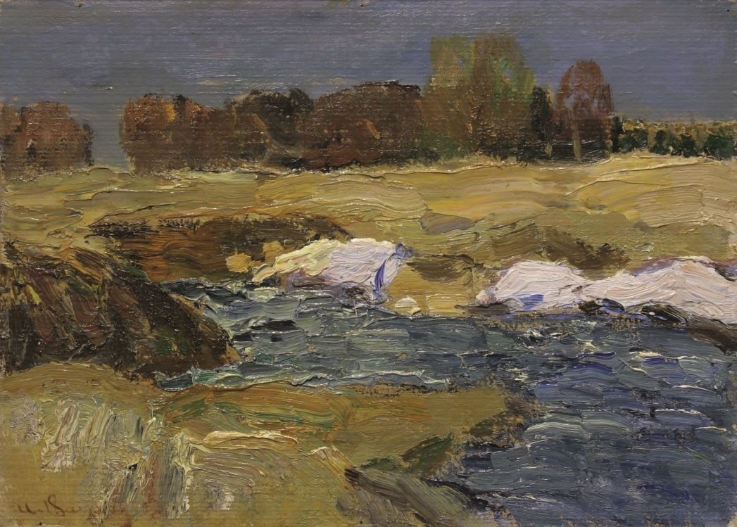 И.М. Варичев. Весна . Км. 24×33,5. 1985.