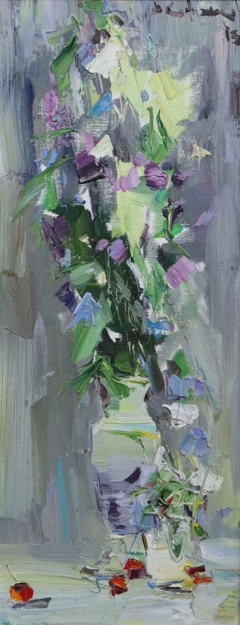Кожевников В.Е. Полевые цветы июля. Хм. 50х20, 2013