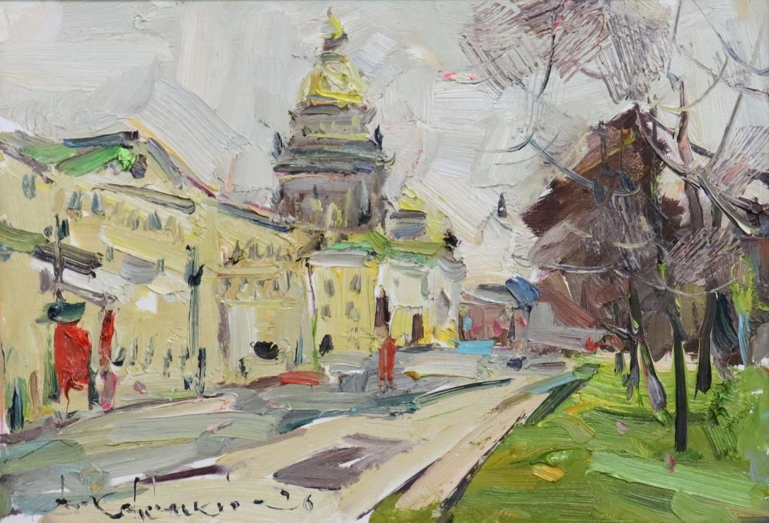 Кожевников В.Е. Весна в Александровском саду. Км. 30х50, 2026